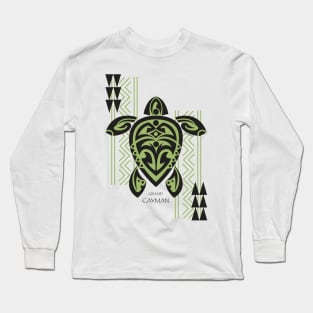 Black & Green Tribal Turtle Tattoo Warrior / Grand Cayman Long Sleeve T-Shirt